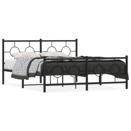 Metal Bed Frame with Headboard and Footboard Black 150x200 cm King Size