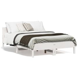 Bed Frame with Headboard White 120x190 cm Small Double Solid Wood Pine