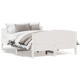 Bed Frame with Headboard White 150x200 cm King Size Solid Wood Pine