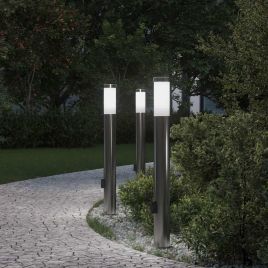 TONGLEN Bollard Lights with Outlet 3pcs 80 cm Stainless IP44 Steel