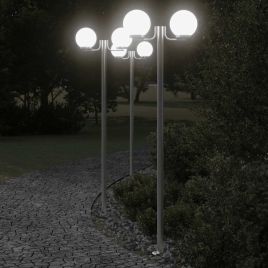 BAPARK Outdoor Floor Lamps 3pcs 215 cm Stainless Steel - Silver