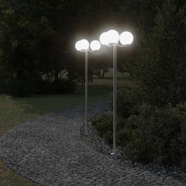 BAPARK Outdoor Floor Lamps 2 pcs 215 cm Stainless Steel - Silver