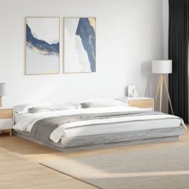 Bedframe with LED Lights Grey Sonoma 200x200cm
