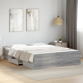 Bedframe with Drawers Grey Sonoma 160x200cm