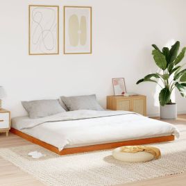 Bedframe Wax Brown 200x200cm Solid Wood Pine