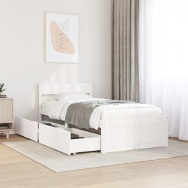 Bedframe White 90x200cm Solid Wood Pine