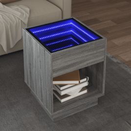 Coffee Table with Infinity LED Grey Sonoma 40x40x50 cm