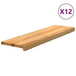 Stair Treads 12 Pieces Light Brown 90x30x2 cm Solid Wood Oak