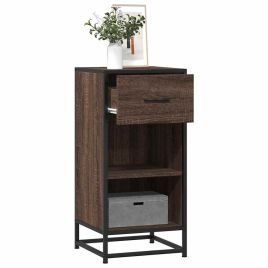 Sideboard Brown Oak 35.5x35x76 cm Engineered Wood and Metal