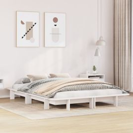 Bedframe White 135x190cm Double Solid Wood Pine