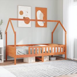 Kids House Bedframe Wax Brown 90x190cm Single Pine
