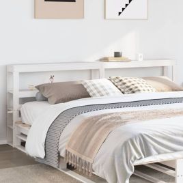 Headboard with Shelves White 180 cm Solid Wood Pine
