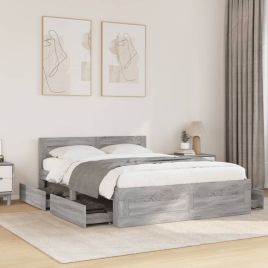 Bedframe with Headboard Grey Sonoma 120x200cm