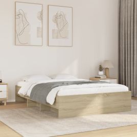 Bedframe Sonoma Oak 135x190cm Double Engineered Wood
