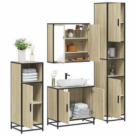 4 Piece Bathroom Furniture Set Sonoma Oak Engineered Wood