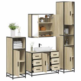4 Piece Bathroom Furniture Set Sonoma Oak Engineered Wood