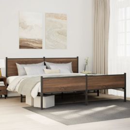 Metal Bedframe Brown Oak 200x200cm