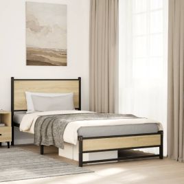Metal Bedframe Sonoma Oak 100x200cm