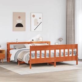 Bedframe Wax Brown 200x200cm Solid Wood Pine