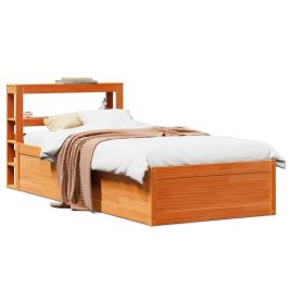 Bedframe with Headboard Wax Brown 75x190cm Small Single Solid Wood Pine