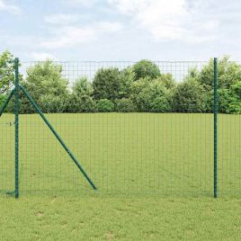 Fence Posts 52 pcs Green Diameter 32 mm 200 cm Galvanised Steel