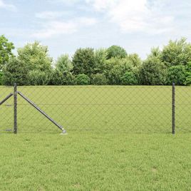 Chain Link Fence with 7 Spike Posts 0.6x10 m Galvanised Steel