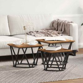 Side Tables 3 pcs Old Wood Engineered Wood