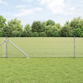 Fence Post Set Set of 2 Galvanised steel 10 x 0.5 m Durable