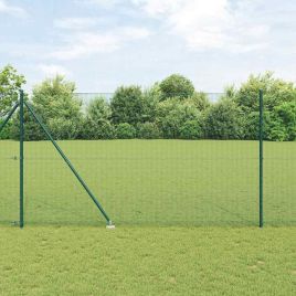 Welded Wire Fence with 13 Spike Posts Green 1.5x50 m Steel