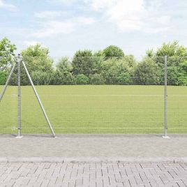 Welded Wire Fence with 13 Flanged Posts 1.2x25 m Galvanised Steel