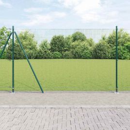 Green Fence Post Set Set of 2 Green Powder-Coated Steel