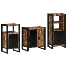 Bathroom Furniture Set 3 Pieces Multicolour Solid Reclaimed Wood