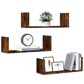 Wall Shelves 3 pcs Smoked Oak 58x18x18 cm Engineered Wood