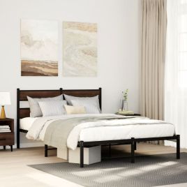 Bedframe with Headboard Brown Oak 140x200cm
