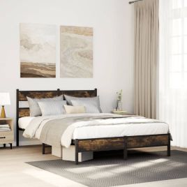 Bedframe Smoked Oak 90x190cm Single Engineered Wood