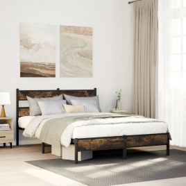 Bedframe Smoked Oak 90x200cm Engineered Wood