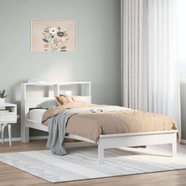 Bookcase Bed White 90x190cm Single Solid Wood Pine