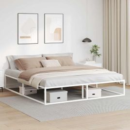 Bedframe White 180x200cm Super King Metal