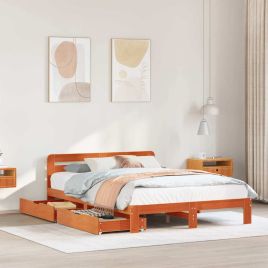 Bedframe Wax Brown 150x200cm King Size Solid Wood Pine