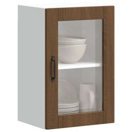 Kitchen Wall Cabinet with Glass Door Porto Brown Oak
