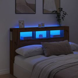 LED Headboard Artisan Oak 160x18.5x103.5 cm Engineered Wood
