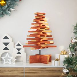 Lauxe 60cm Wax Brown Wooden Christmas Tree Decoration Solid Wood Pine