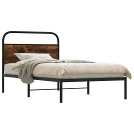 Bedframe 90x190cm Single Smoked Oak Engineered Wood