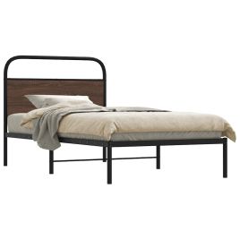 Bedframe 90x190cm Single Brown Oak Engineered Wood