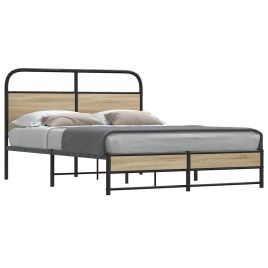 Bedframe 135x190cm Smoked Oak Engineered Wood