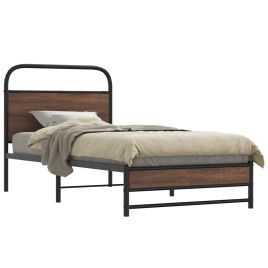 Bedframe 90x190cm Brown Oak Engineered Wood