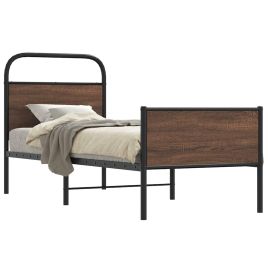 Bedframe 80x200cm Brown Oak Engineered Wood