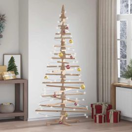 TINOVA Wooden Christmas Tree for Decoration 210 cm Solid Wood Pine