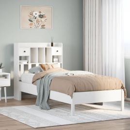 Bookcase Bed White 75x190cm Small Single Solid Wood Pine