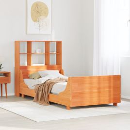 Bookcase Bed Wax Brown 75x190cm Small Single Solid Wood